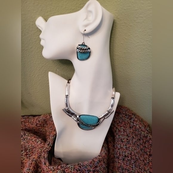 AJ Jewelry - AJ costume turquoise necklace and earrings